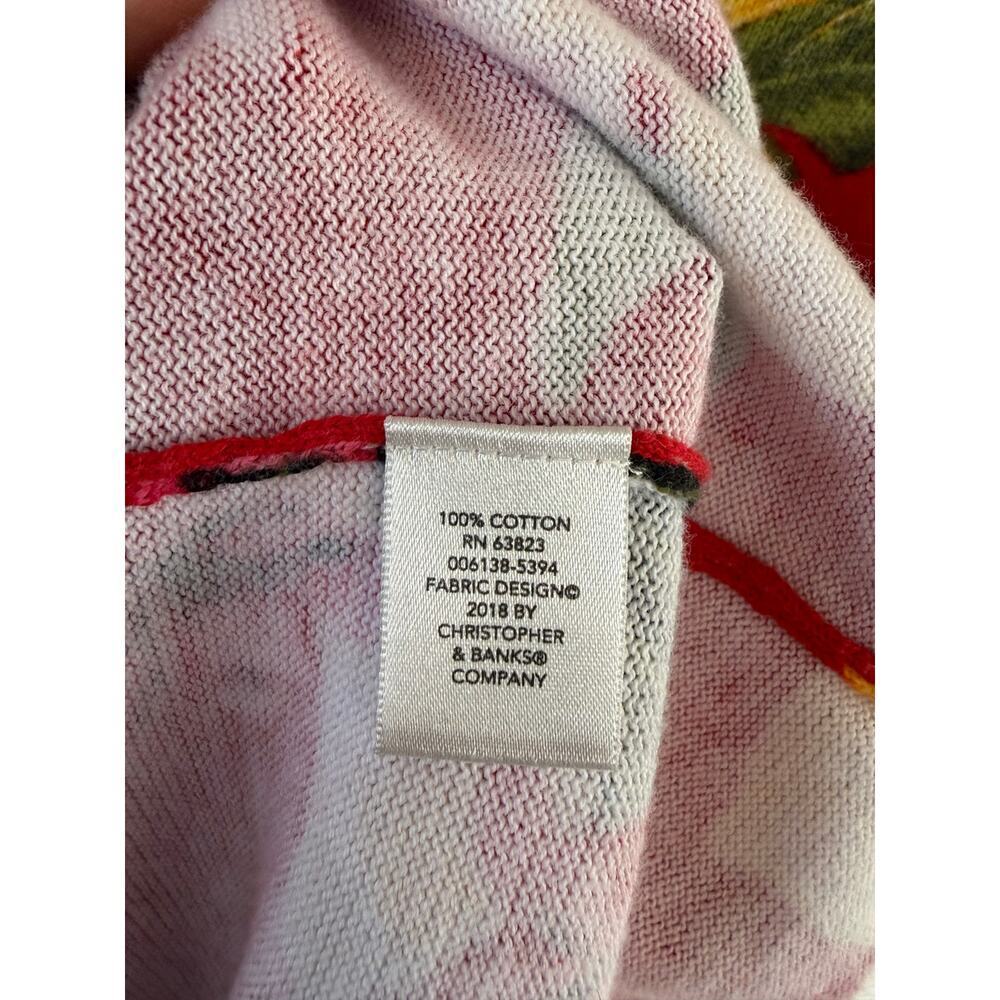 Christopher & Banks Lemon Floral Cardigan Red Fruit Print Button Front - Picture 6 of 8